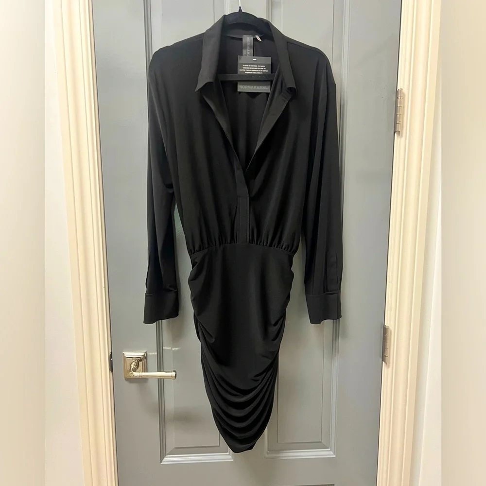 Norma Kamali Boyfriend Shirred Shirt Dress - Picture 4 of 14